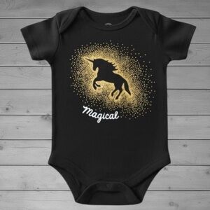 Wonder Nation Black and Gold Unicorn Bodysuit
